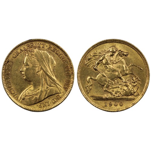 173 - 1900 Half sovereign, Victoria. Obv. veiled bust. Test filing on milled edge below date. aEF or bette... 