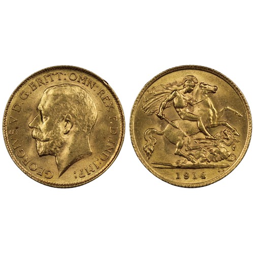 202 - 1914 Half sovereign, George V. gVF/aEF. [Marsh 529, S.4006]