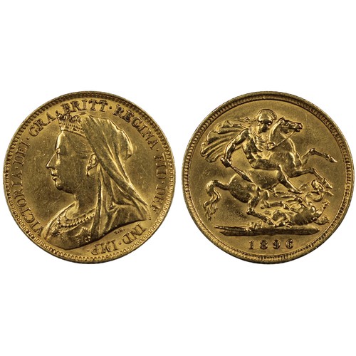 168 - 1896 Half sovereign, Victoria. Obv. veiled bust. nEF. [Marsh 491, S.3878]