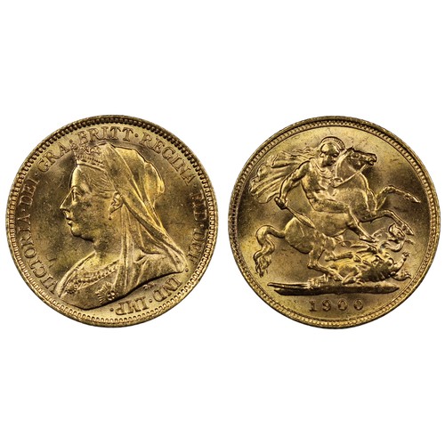 171 - 1900 Half sovereign, Victoria. Obv. veiled bust. Lustrous, UNC/aUNC. A most pleasing example. [Marsh... 