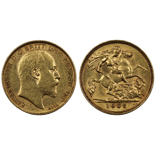 206 - Australia, 1906-M Half sovereign, Edward VII. Melbourne mint. Reverse B with B.P. in exergue. A few ... 