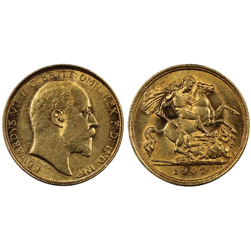 207 - Australia, 1907-M Half sovereign, Edward VII. Melbourne mint. Reverse B with B.P. in exergue. A few ... 