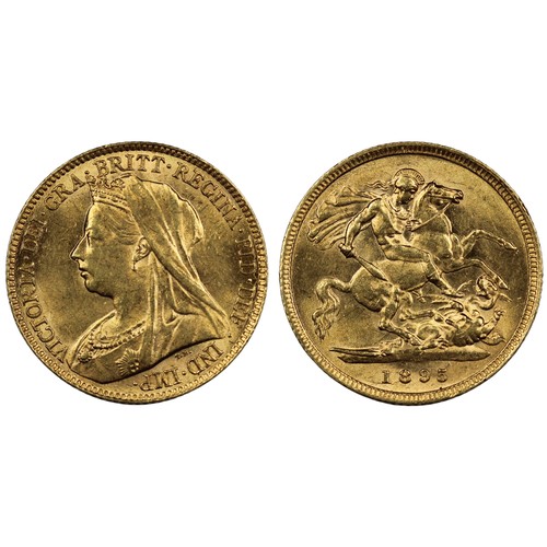 167 - 1895 Half sovereign, Victoria. Obv. veiled bust. Lustrous, wiped with some noted hairlines. gEF. [Ma... 