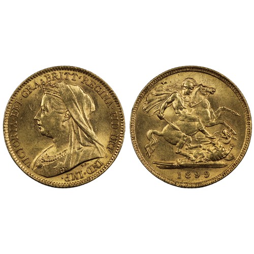 170 - 1899 Half sovereign, Victoria. Obv. veiled bust. Lustrous, EF or better. [Marsh 494, S.3878]... 