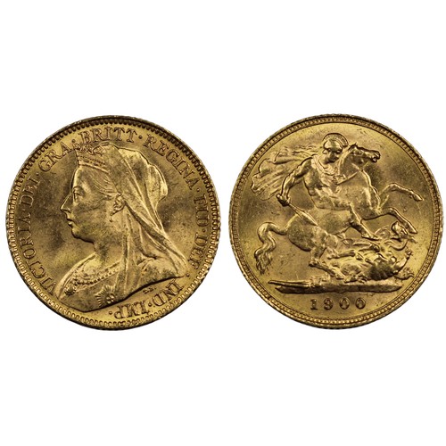 172 - 1900 Half sovereign, Victoria. Obv. veiled bust. Lustrous, EF, perhaps better. [Marsh 495, S.3878]... 