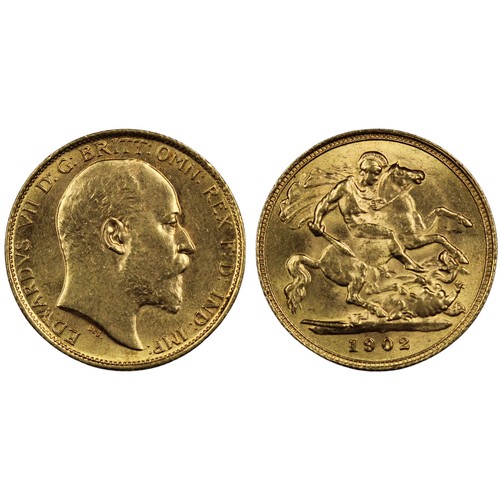 175 - 1902 Half sovereign, Edward VII. Reverse A with no B.P. in exergue. Obverse wiped, lustrous, EF. [Ma... 