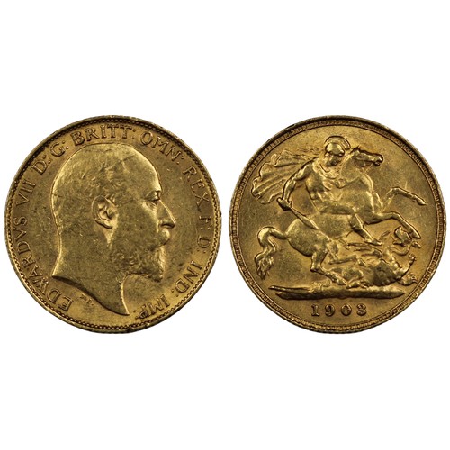 176 - 1903 Half sovereign, Edward VII. Reverse A with no B.P. in exergue. Obverse wiped, VF. [Marsh 506, S... 