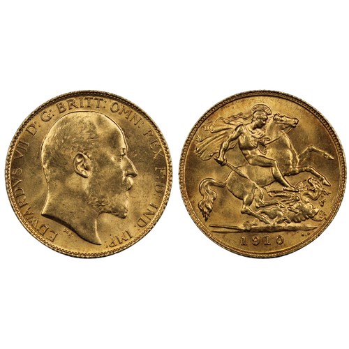 185 - 1910 Half sovereign, Edward VII. Reverse B with B.P. in exergue. Residual lustre, EF. [Marsh 513, S.... 