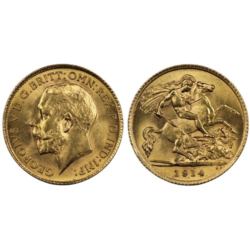 199 - 1914 Half sovereign, George V. Plentiful lustre, EF overall. [Marsh 529, S.4006]