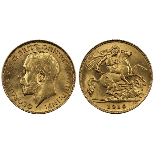 205 - 1915 Half sovereign, George V. A few notable reverse contact marks, gVF, perhaps better.. [Marsh 530... 