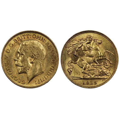 210 - Australia, 1915-M Half sovereign, George V. Melbourne mint, the only year of issue. aEF, a small die... 