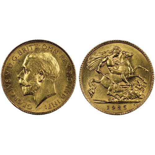 219 - South Africa, 1925-SA Half sovereign, George V. Pretoria mint. A few contact marks, lustrous beneath... 