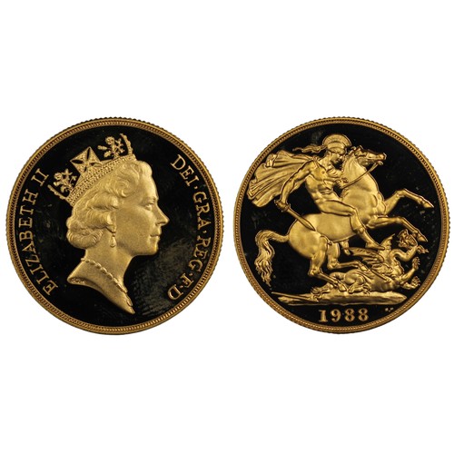 236 - 1988 Proof double sovereign/two pounds, Elizabeth II. Obverse portrait by Raphael Maklouf. Numerous ... 