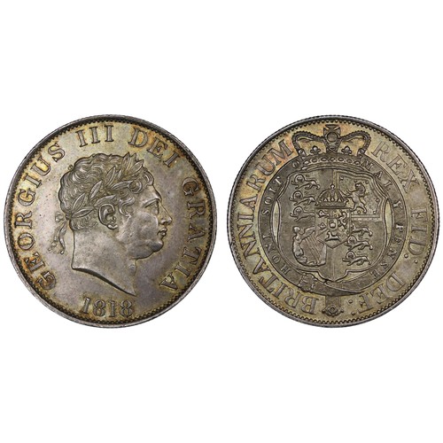 76 - 1818 Halfcrown, George III. Obv. small laureate head, Rev. crowned garter and shield. Softly toned w... 