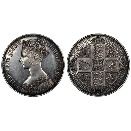 122 - 1847 Gothic Crown, Victoria. Edge UNDECIMO. One of Great Britain's signature coins and always highly... 