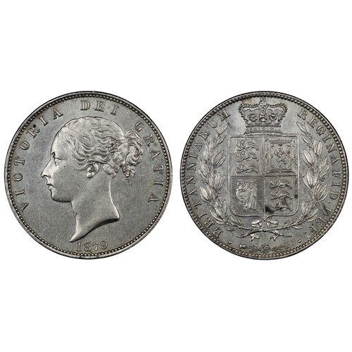 79 - 1879 Halfcrown, Victoria. Obv. young head with plain fillets, Rev. crowned square topped shield. Dip... 