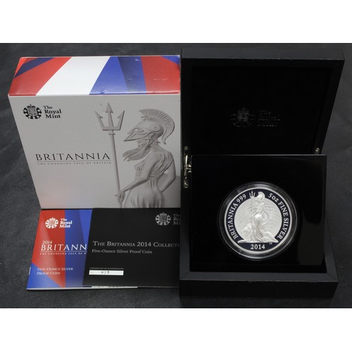 298 - 2014 Silver Proof 5oz Britannia, Elizabeth II. One of the most revered designs of the Britannia seri... 