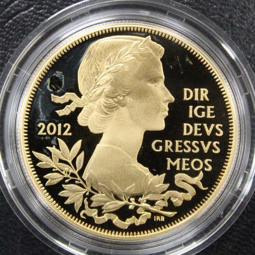 285 - 2012 Official gold plated silver proof £5 coin, Elizabeth II. Cased in special diamond jubilee prese... 