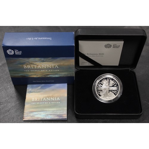 300 - 2020 Silver Proof 1oz Britannia with reverse design by James Tottle featuring Britannia standing wit... 