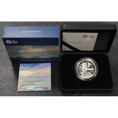 299 - 2020 Silver Proof 1oz Britannia with reverse design by James Tottle featuring Britannia standing wit... 