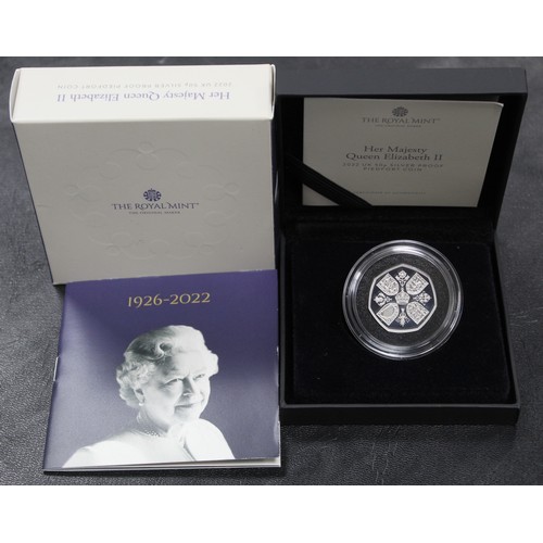 268 - 2022 Silver piedfort proof 50p, Charles III. Struck to commemorate the death of the late Queen Eliza... 