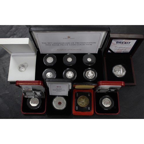 343 - Assorted silver collection (7 cases) to include 2021 Tristan da Cunha 6-coin decimalisation annivers... 