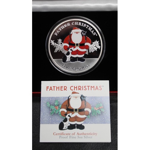 334 - Gibraltar, 2019 5oz Silver proof Christmas 5 crowns. Part of a series of coins featuring Father Chri... 