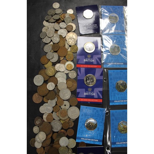 345 - An extensive collection of miscellaneous items to include territory £2 coins, dinosaur 50p's, ... 