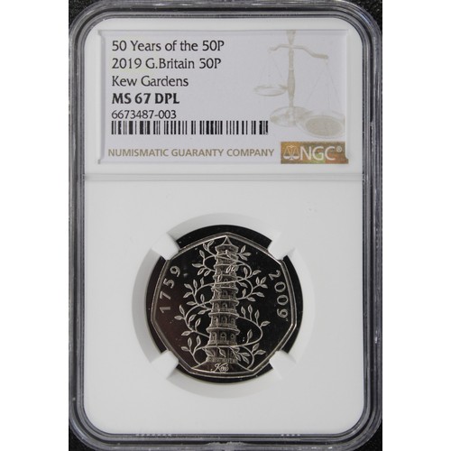 261 - 2019 Kew Gardens 50p, NGC MS67DPL, Elizabeth II. Struck as part of the British Culture set of coins ... 