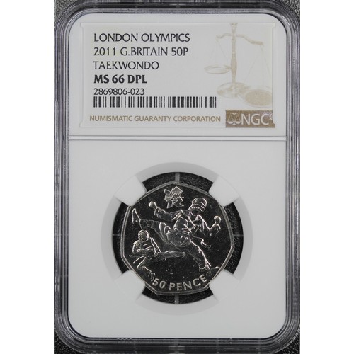 259 - TOP POP 2011 Taekwondo 50p, NGC MS66DPL, Elizabeth II. Part of the 2012 Olympic 50p series. About ch... 