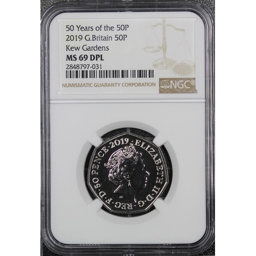 260 - 2019 Kew Gardens 50p, NGC MS69DPL, Elizabeth II. Struck as part of the British Culture set of coins ... 