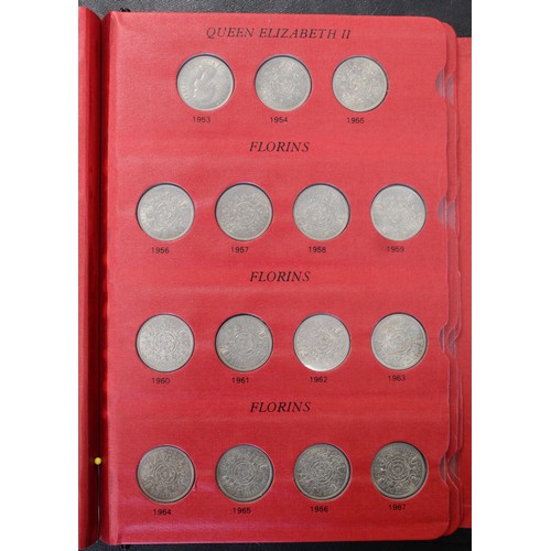 339 - The Pre-decimal Circulation Coinage of Elizabeth II. A deluxe Sandhill folder complete with full dat... 