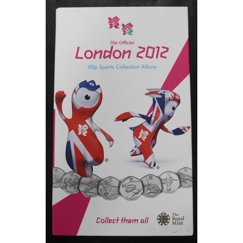 256 - 2012 London Olympics 50p collection including completer medal. Presented in official Royal Mint Lond... 