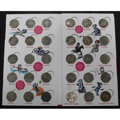 256 - 2012 London Olympics 50p collection including completer medal. Presented in official Royal Mint Lond... 