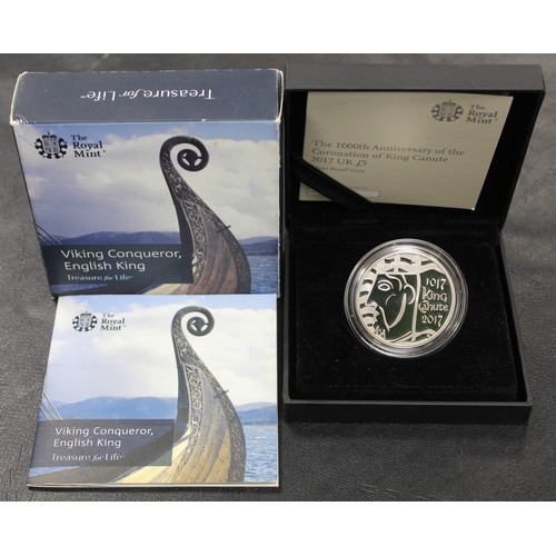 289 - 2017 Silver proof £5 commemorating the 1000th Anniversary of the coronation of King Canute. About as... 