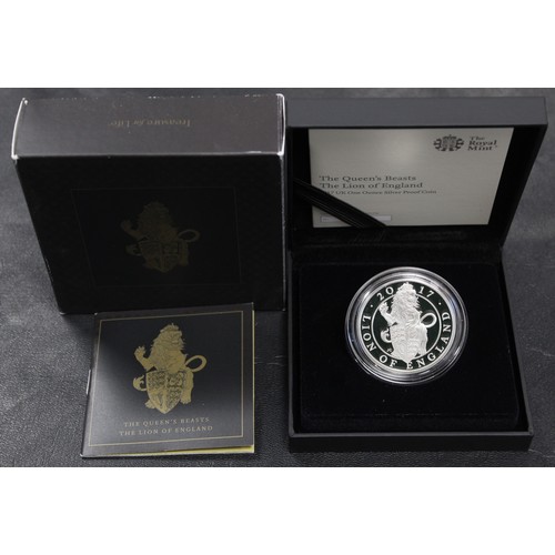 304 - 2017 1oz silver proof Queen's Beasts Lion of England £2, Elizabeth II. The first release in the seri... 