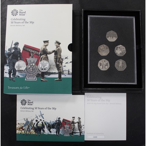 262 - 2019 50 Years of the 50p Proof Military Set. Handling mark to the Battle of Hastings coin. As struck... 