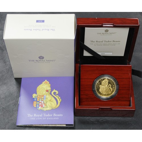 240 - 2022 1oz Gold Tudor Beasts £100, The Lion of England. The first of the new Beasts series following o... 