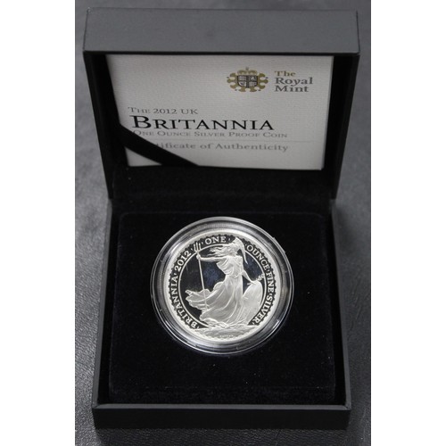 297 - 2012 Silver Proof 1oz Britannia, Elizabeth II. Featuring the iconic reverse design Philip Nathan. A ... 