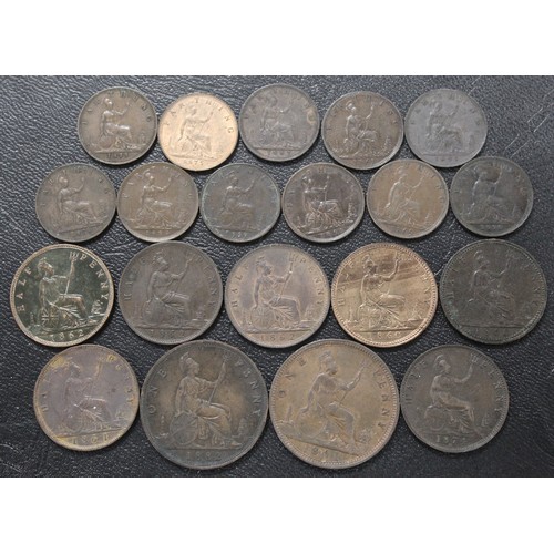 342 - Bronze coins of Queen Victoria (20) comprising pennies (2), half pennies (7) and farthings (11). Inc... 