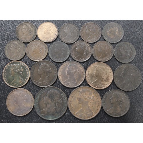 342 - Bronze coins of Queen Victoria (20) comprising pennies (2), half pennies (7) and farthings (11). Inc... 