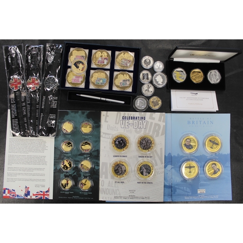 347 - Various sets of military interest plus banknote coins set and of Concorde. In addition three watches... 