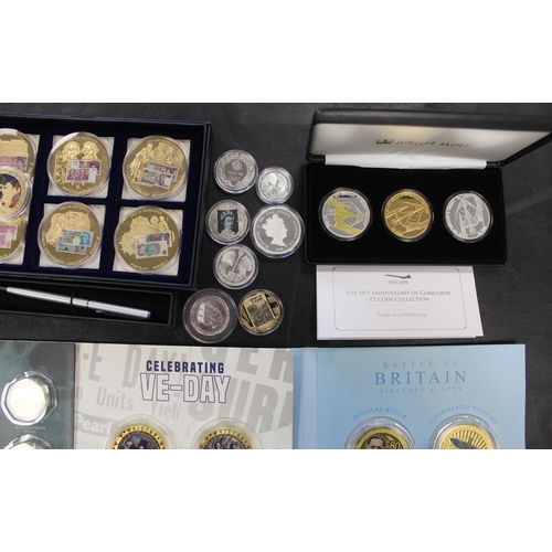 347 - Various sets of military interest plus banknote coins set and of Concorde. In addition three watches... 