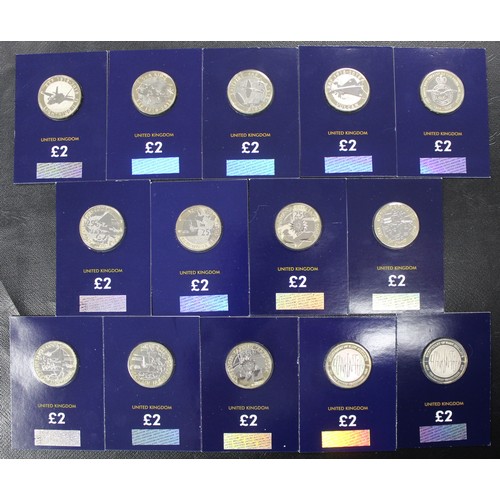 111 - BUNC £2 coins (14) in Change Checker cards comprising 2018-2020 3-coin Captain Cook sets (2 full set... 