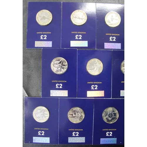 111 - BUNC £2 coins (14) in Change Checker cards comprising 2018-2020 3-coin Captain Cook sets (2 full set... 