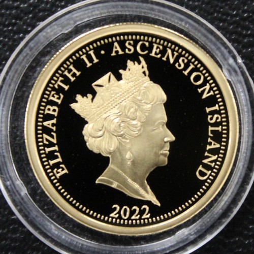 240G - Ascension Island, 2022 Gold proof sovereign, Elizabeth II. Struck to commemorate the passing of the ... 