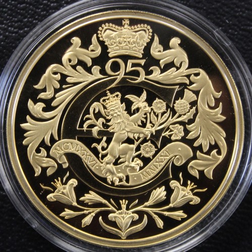 240M - Guernsey, 2021 Gold proof 1oz £5 coin, Elizabeth II. Struck in fine gold to commemorate the 95th Bir... 