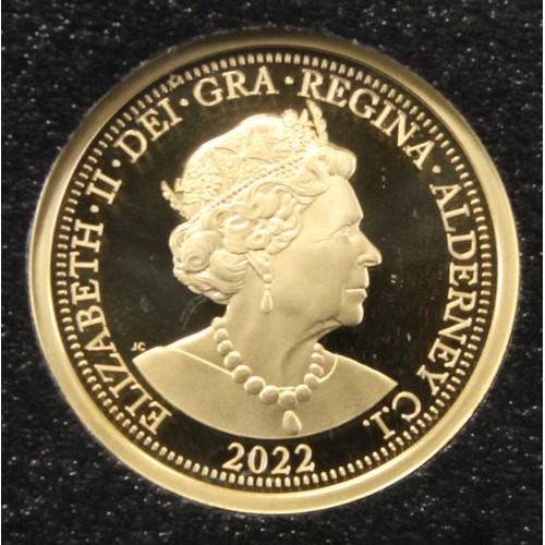 240B - Alderney, 2022 Gold proof £1 (sovereign specification), Elizabeth II. Struck to commemorate Remembra... 