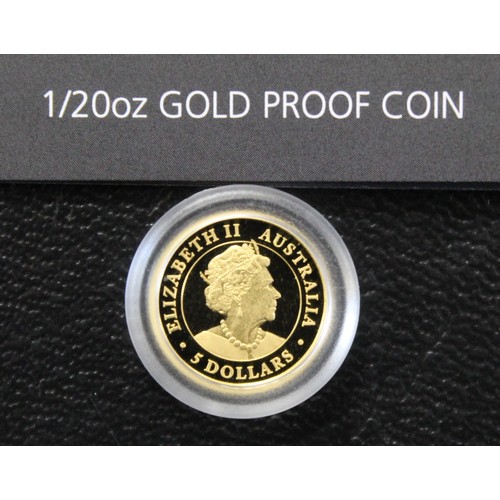 240H - Australia, 2020 1/20th ounce gold proof $5, Elizabeth II. Struck to commemorate the discover of the ... 