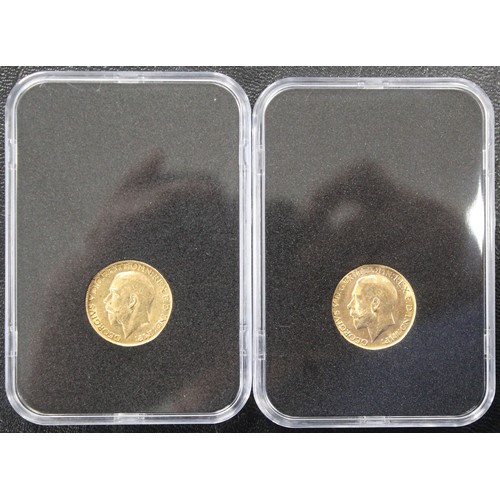 229B - 1914 & 1918 2-coin sovereign set, George V. Presented in display case with COA in commemoration ... 